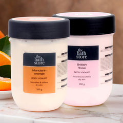 The Bath Store (British Rose & Mandarin Orange) Body Yogurt | Yogurt Moisturizer for Oily Skin & Dry Skin | Yogurt Body Lotion for Women & Men | For Hydrating Smooth Skin 200gm (pack of 2)