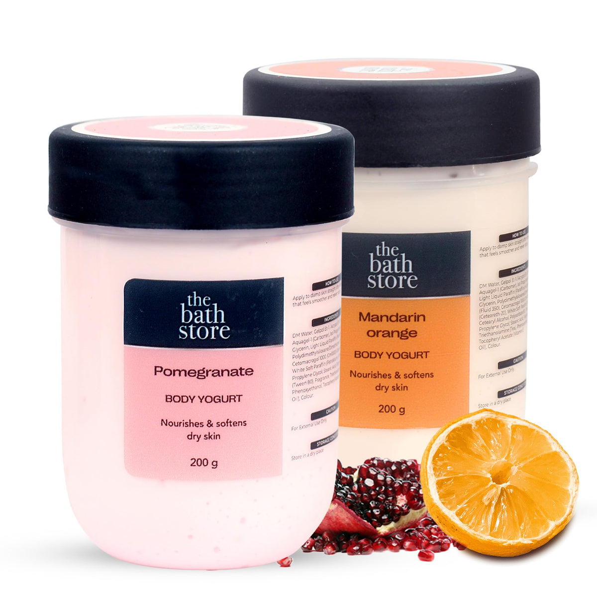 The Bath Store (Pomegranate & Mandarin Orange) Body Yogurt | Yogurt Moisturizer for Oily Skin & Dry Skin | Yogurt Body Lotion for Women & Men | For Hydrating Smooth Skin 200gm (pack of 2)