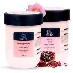 The Bath Store (British Rose & Pomegranate) Body Yogurt | Yogurt Moisturizer for Oily Skin & Dry Skin | Yogurt Body Lotion for Women & Men | For Hydrating Smooth Skin 200gm (pack of 2)