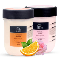 The Bath Store (British Rose & Mandarin Orange) Body Yogurt | Yogurt Moisturizer for Oily Skin & Dry Skin | Yogurt Body Lotion for Women & Men | For Hydrating Smooth Skin 200gm (pack of 2)