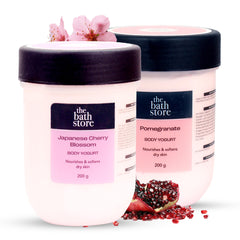 The Bath Store (Japanese Cherry Blossom & Pomegranate) Body Yogurt | Yogurt Moisturizer for Oily Skin & Dry Skin | Yogurt Body Lotion for Women & Men | For Hydrating Smooth Skin 200gm (pack of 2)