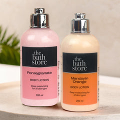 The Bath Store (Pomegranate & Mandarin Orange) Body Lotion Combo pack of 2 | Moisturizer for Oily Skin & Dry Skin | Body Lotion for Women & Men | Hydrating Moisturizer for Body 200ml pack of 2