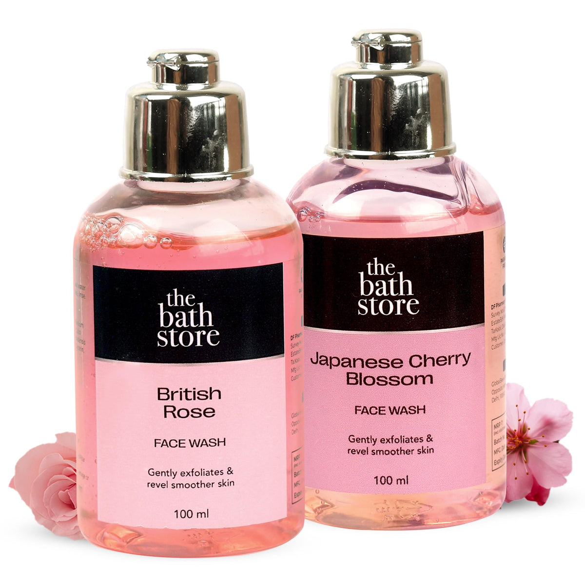 The Bath Store (Japanese Cherry Blossom & British Rose) Face Wash for Women & Men - Cleanser for Face | Face Wash for Dry Skin & Oily Skin | Tan Removal Face Wash for Glowing Skin - 100ml (Pack of 2)