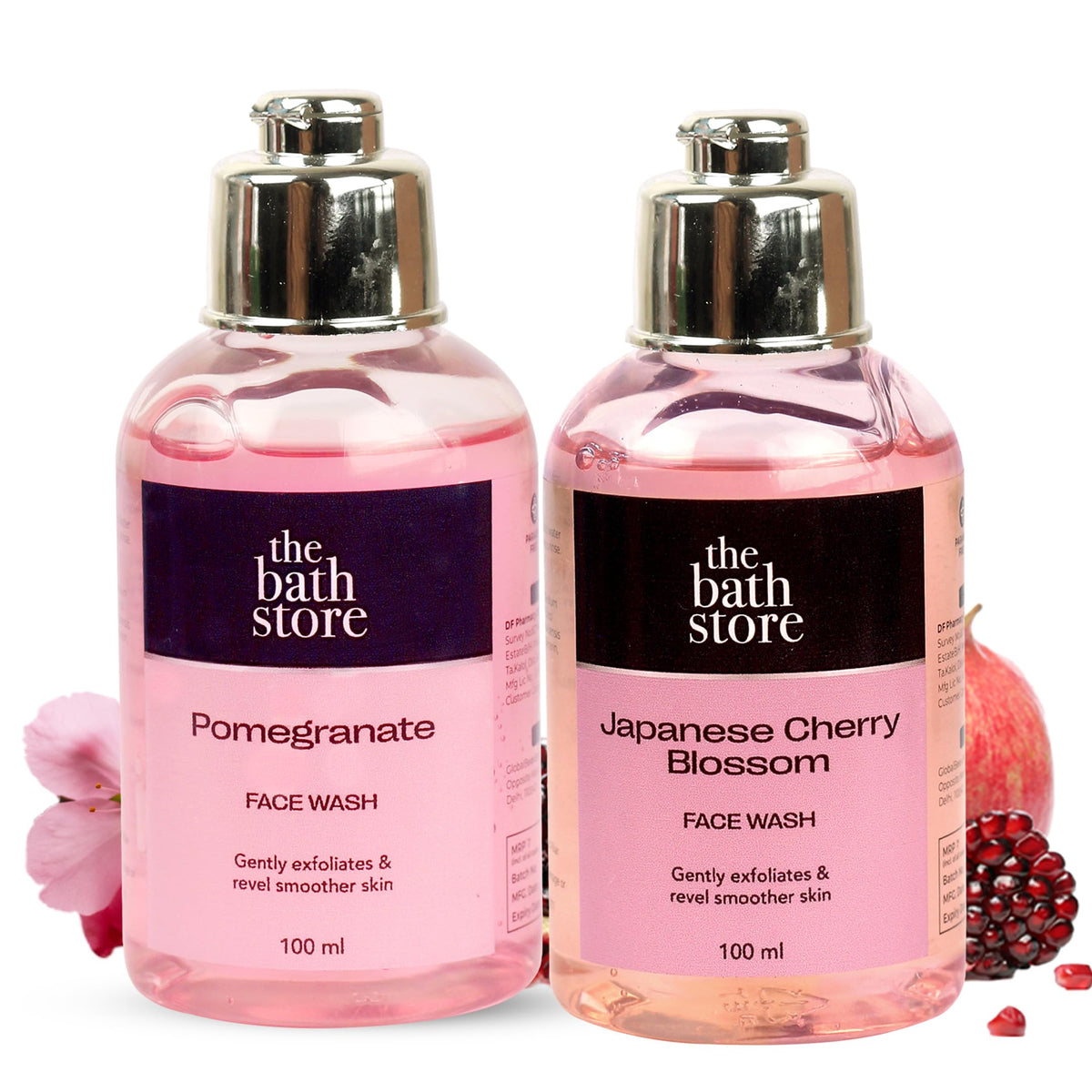 The Bath Store (Pomegranate & Japanese Cherry Blossom) Face Wash for Women & Men- Cleanser for Face | Face Wash for Dry Skin & Oily Skin | Tan Removal Face Wash for Glowing Skin- 100ml (Pack of 2)