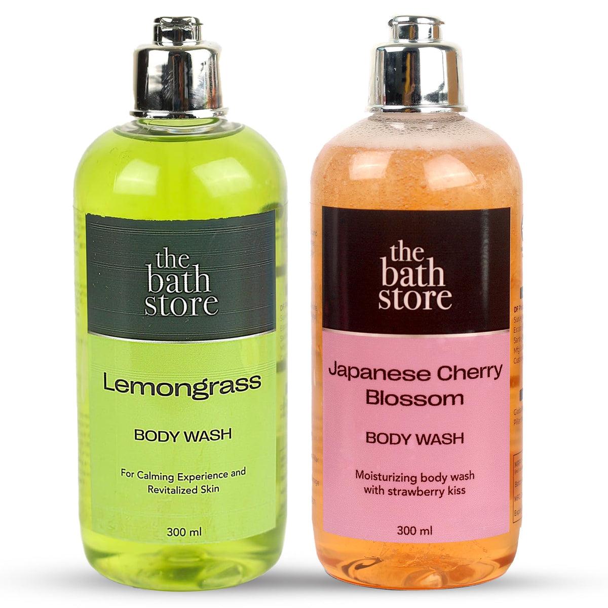 The Bath Store Body Wash Shower Gel Pack of 2 (Lemongrass + Japanese Cherry Blossom) | Moisturizing Body Wash For Dry Skin & Oily Skin | Tan Removal Body Wash For women & men - (300 * 2) ml