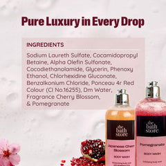 The Bath Store Body Wash Shower Gel Pack of 2 (Pomegranate + Japanese Cherry Blossom) | Exfoliating Body Wash For Dry Skin & Oily Skin | Tan Removal Body Wash For Women & men - (300 * 2) ml