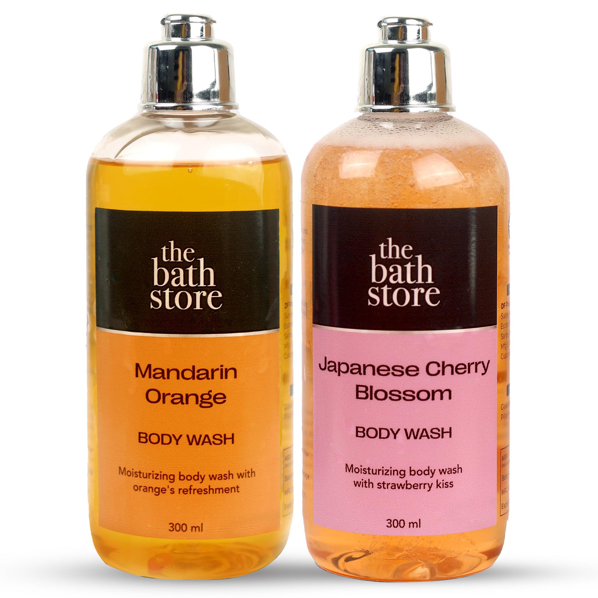 The Bath Store Body Wash Shower Gel Pack of 2 (Mandarin Orange + Japanese Cherry Blossom) | Moisturizing Body Wash For Dry Skin & Oily Skin | Tan Removal Body Wash For Women & men - (300 * 2) ml