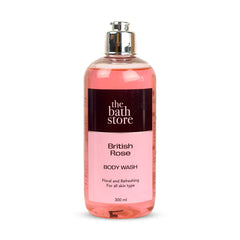 The Bath Store British Rose Body Wash - Deep Cleansing | Exfoliating | Nourishing Liquid Soap | Men and Women - 300ml