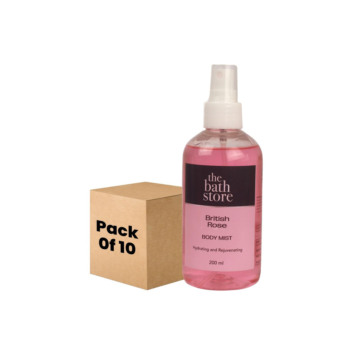 The Bath Store British Rose Body Mist - Refreshing Fragrance (Women and Men) | Long-Lasting Scent - 200ml (Pack of 10)