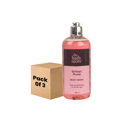 The Bath Store British Rose Body Wash - Deep Cleansing | Exfoliating | Nourishing Liquid Soap | Men and Women - 300ml (Pack of 3)