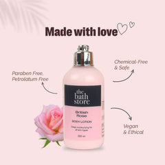 The Bath Store British Rose Body Lotion - Nourishing | Moisture-Locking | Anti-Aging | Women and Men - 200ml (Pack of 5)