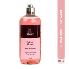 The Bath Store British Rose Body Wash - Deep Cleansing | Exfoliating | Nourishing Liquid Soap | Men and Women - 300ml