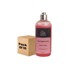 The Bath Store Pomegranate Body Wash - Deeply Cleansing | Exfoliating | Nourishing Liquid Soap | Men and Women - 300ml (Pack of 10)