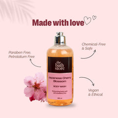 The Bath Store Japanese Cherry Blossom Body Wash - Deeply Cleansing | Nourishing Liquid Soap | Men and Women - 300ml