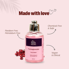 The Bath Store Pomegranate Face Wash - Gentle Exfoliation | Deep Cleansing - 100ml (Pack of 10)