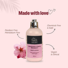 The Bath Store Japanese Cherry Blossom Body Lotion - Nourishing | Moisturizer | Smooth Skin - 200ml (Pack of 10)