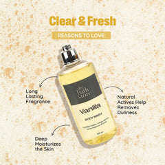 The Bath Store Vanilla Body Wash - 300ml | Skin is Clean, Fresh, & Hydrated | Rich foam Cleans Irritation | Nourishing Body Cleanser for long lasting freshness | Cruelty free | suitable all Skin Type