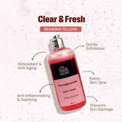 The Bath Store Pomegranate Body Wash - Deeply Cleansing | Exfoliating | Nourishing Liquid Soap | Men and Women - 300ml (Pack of 5)