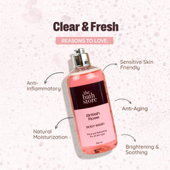 The Bath Store British Rose Body Wash - Deep Cleansing | Exfoliating | Nourishing Liquid Soap | Men and Women - 300ml (Pack of 5)