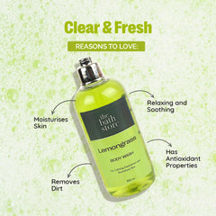 The Bath Store Lemongrass Body Wash - 300ml | Skin Conditioners for Smooth Skin| Gently removes dirt and impurities | Cruelty Free | Preservative Free | Paraben Free | Suitable For all skin type