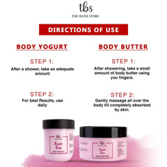 The Bath Store French Rose Combo (Body Butter 200gm + Body Wash 300ml + Body Yogurt 200gm)