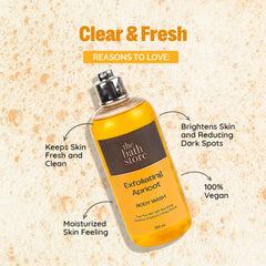 The Bath Store Exfoliating Apricot Body Wash | Refreshing and Invigorating | Fights Body & Back Acne | Removes Dead Skin Cells | Paraben Free & Cruelty Free Suitable for all Skin Types - 300ml